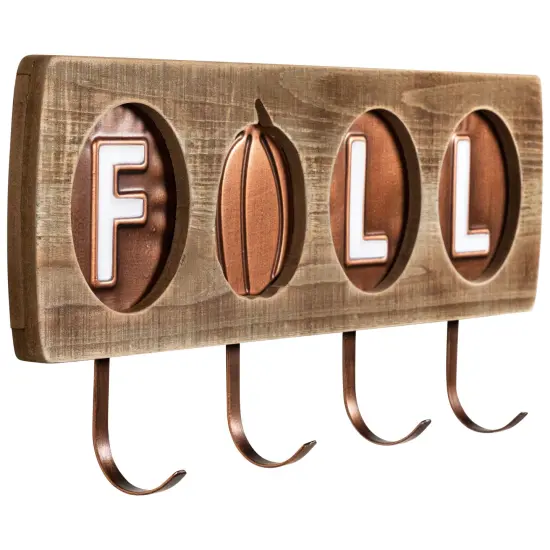 Northlight Pumpkin "Fall" Wooden Wall Hook Harvest Sign - 20" Bronze {4}