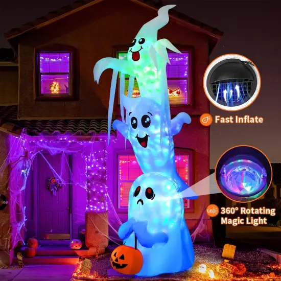9.8 FT High Halloween Inflatable Overlap Ghost Outdoor Decorations (Three Ghosts) {3}