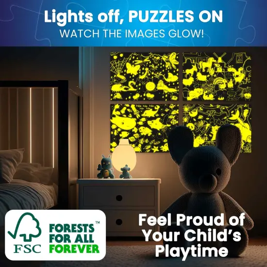 60 Piece Glow in the Dark Puzzles for Kids | Animals {6}