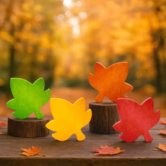 4 PCS Autumn Harvest Wooden Maple Leaves Table Decoration {1}