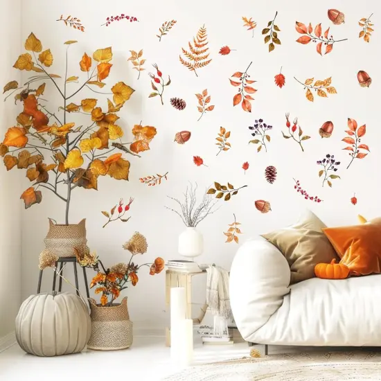 Vintage Leaves Wall Decals - Orange&Green {4}