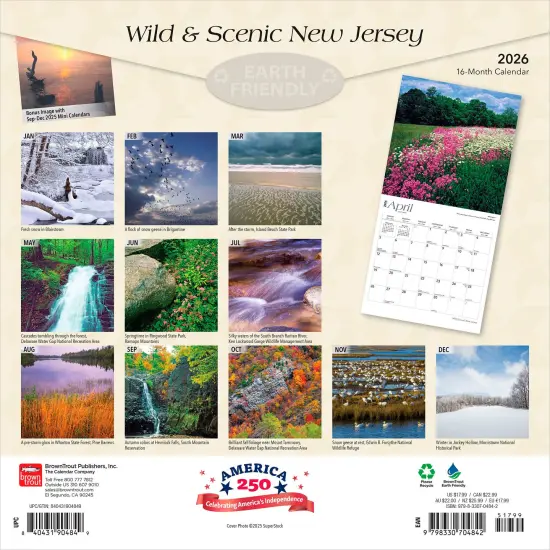 New Jersey Wild & Scenic | 2026 12 x 24 Inch (Hanging) Monthly Square Wall Calendar | Plastic-Free {2}