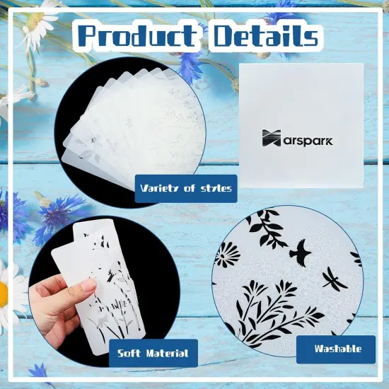 20 Pieces Wildflower Stencils - Rectangular Style {3}