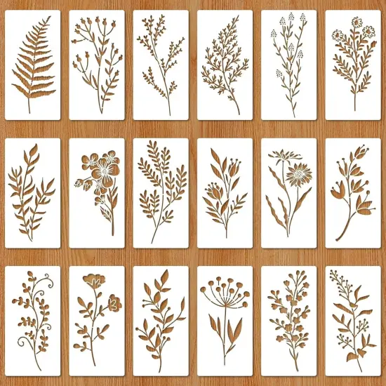 Stencils for Painting on Wood 18PCS Reusable Flower Stencils Painting {1}