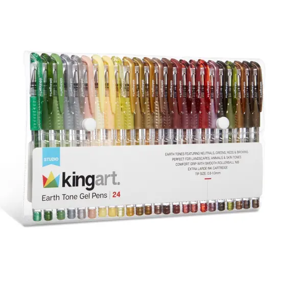 KINGART&reg; Earth Tone Gel Pens, Soft Grip, 24 Colors {2}