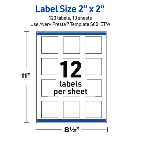 Avery Printable Square Labels with Sure Feed Technology, Pre-Printed Colorful Design, Matte White, 2" x 2", Laser & Inkjet Compatible, 120 Total, Great for Branding, Marketing, and Events {5}