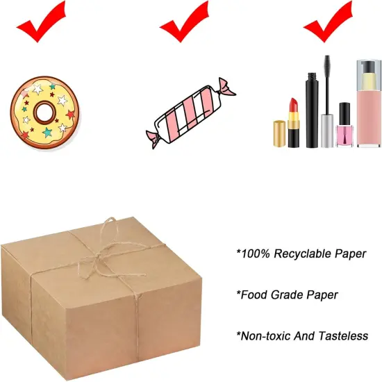 16 PCS Brown Kraft Gift Boxes, Decorative Party Favor Kraft Paper Gift Packaging Box with Lid for DIY Crafting, Cube, Cupcake, Kraft Present Boxes for Birthday, Wedding {4}