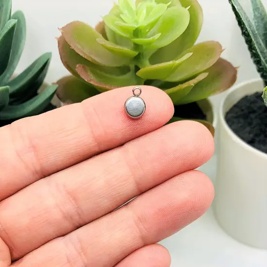 201 Stainless Steel, Clear Diamond April Birthstone Rhinestone Charms, 8x6mm {4}