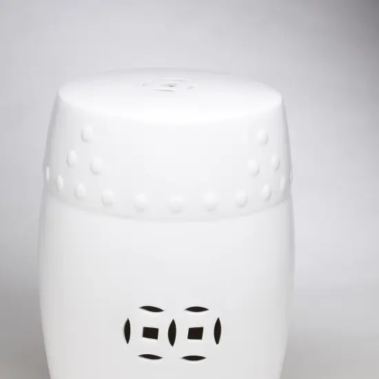 AA Importing 59852-WH White Finish Ceramic Garden Stool {3}