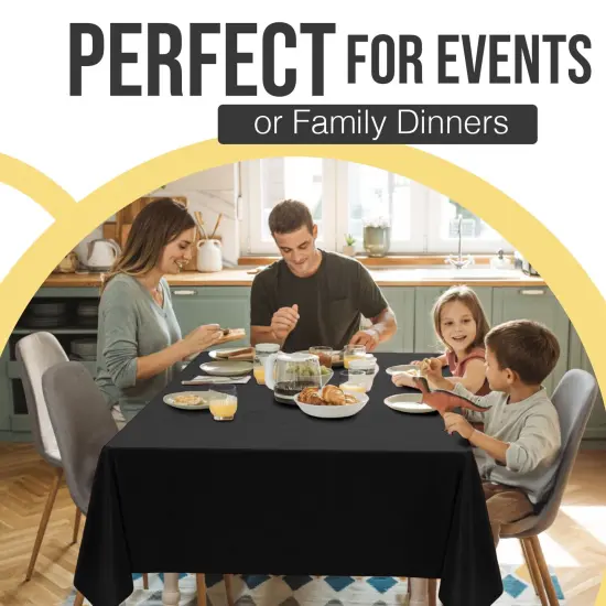 Exquisite 12-Pack Premium Plastic Tablecloth 54in. x 108in. Rectangle Plastic Table Cover Black {6}