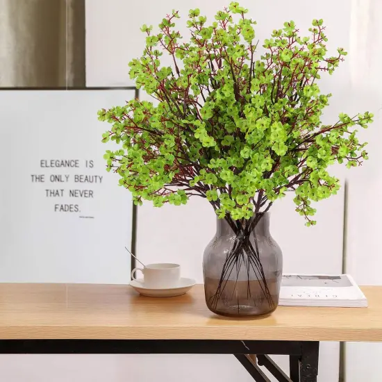 10 Pcs Babys Breath Green Flowers Artificial Gypsophila Flowers St. Patrick's Day Fake Silk Flowers for Home Decor Spring Floral Arrangement Table Centerpieces {4}