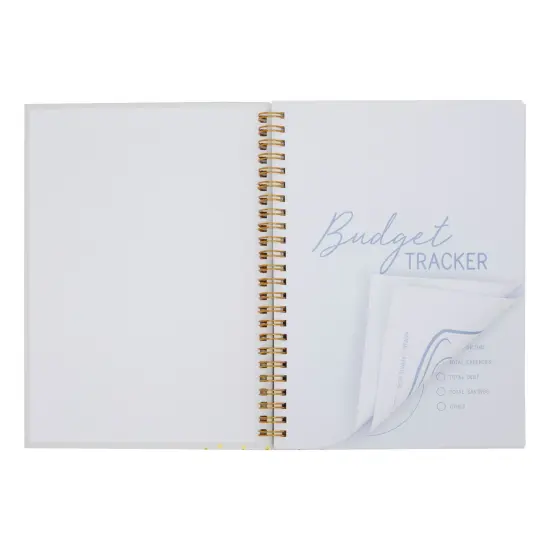 Budget Tracker Notebook, Hardcover Monthly Expense Journal Planner (8.5" x 6", Gold Foil Dots) White {6}