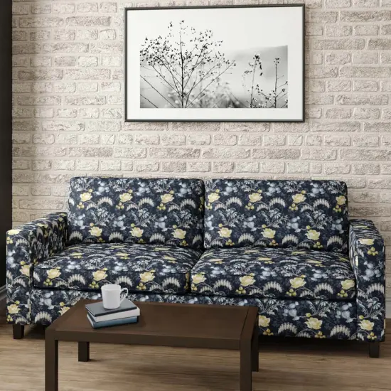 Indigo - Blue Floral Upholstery Fabric 54 Inches" {3}