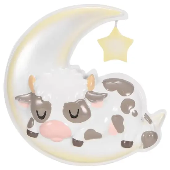 Cutesy Cow on Moon Ornament {1}