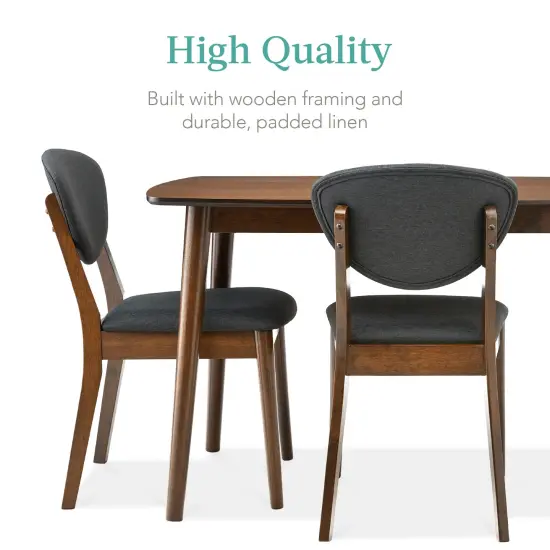 Best Choice Products 5-Piece Compact Wooden Mid-Century Modern Dining Set w/ 4 Chairs, Padded Seat & Back Walnut/Charcoal {5}