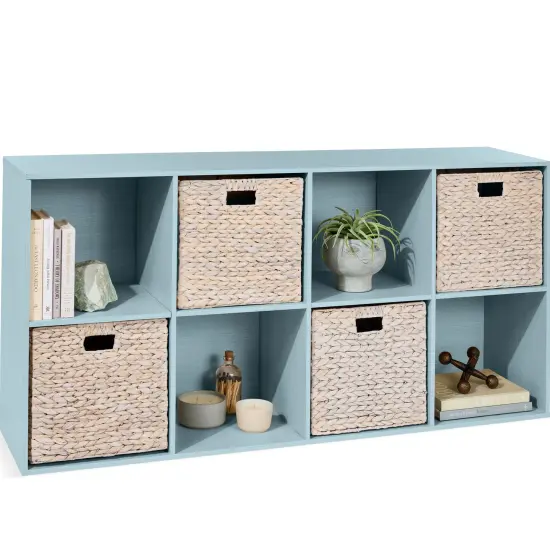 Best Choice Products 8-Cube Bookshelf, 11in Display Storage System, Organizer w/ Removable Back Panels Light Blue {1}