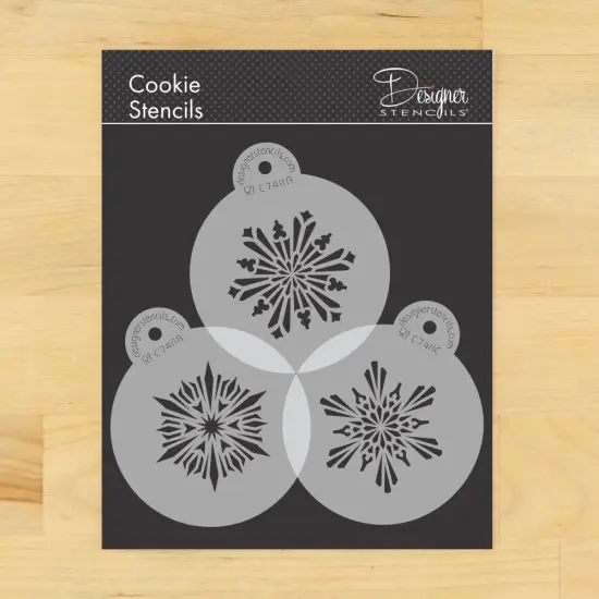 Small Crystal Snowflakes Cookie Stencil #3 | C748 by Designer Stencils | Cookie Decorating Tools | Baking Stencils for Royal Icing, Airbrush, Dusting Powder | Reusable Plastic Food Grade Stencil for Cookie | Easy to Use & Clean Cookie Stencil {1}