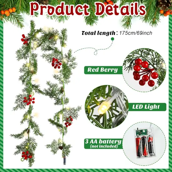 5.74 ft Christmas Garland with Light (4 Pcs) {2}