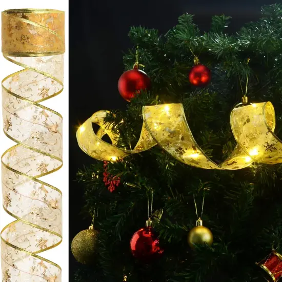 2.5Inch x 66Ft 200 Led Christmas Tree Ribbon Lights with 8 Lighting Modes, Battery Operated {4}