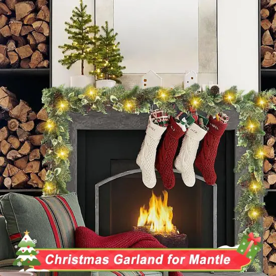 6 Ft Christmas Garland, Pre-Lit Christmas Garland - Artificial Garland with 30 LED Lights {5}