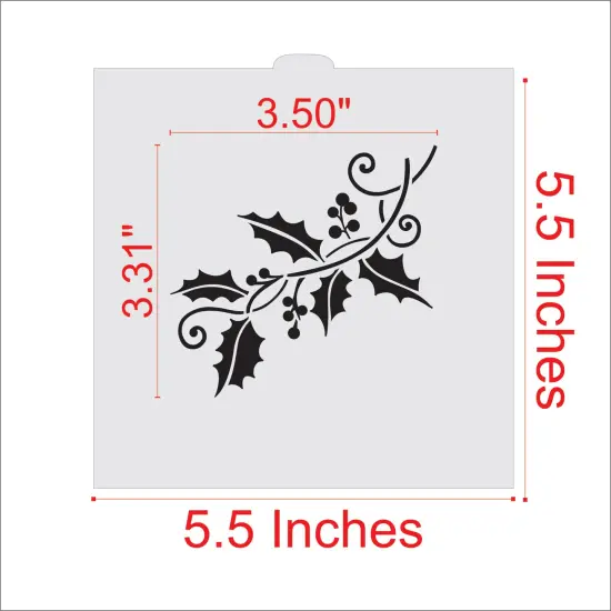 Holly Spray Cookie & Craft Stencil | CM043 by Designer Stencils | Cookie Decorating Tools | Baking Stencils for Royal Icing, Airbrush, Dusting Powder | Craft Stencils for Canvas, Paper, Wood | Reusable Food Grade Stencil {2}