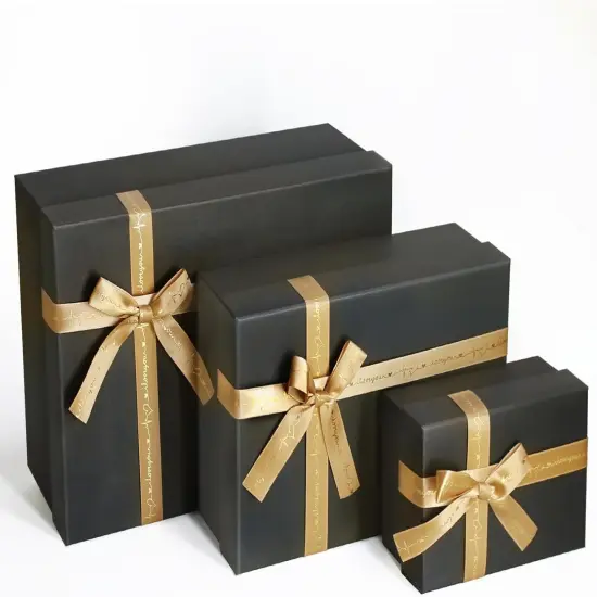 Black Gift Boxes with Gold Ribbons & Bows - (3 Sizes) Sturdy Gift Boxes with Lids for Presents - Elegant Gift Wrapping Boxes for Birthdays, Holidays, Anniversaries, and More {1}
