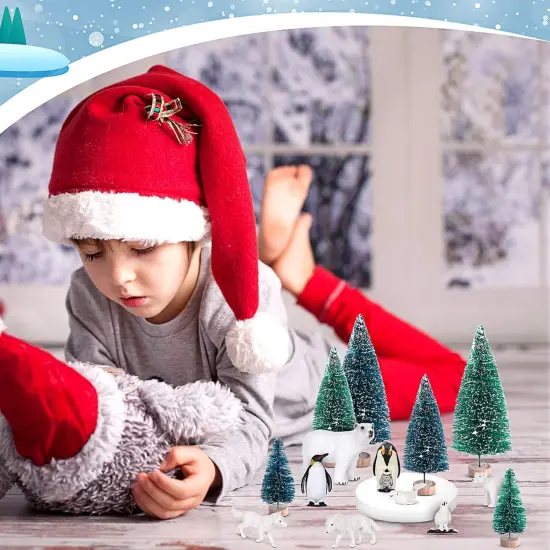 19 Pcs Arctic Animals Figurines Set Includes 9 Polar Animals Figurines 6 Mini Pine Trees 1 Foam Boards 1 Fake Snow Blanket 2 Blue Tissue Paper {2}