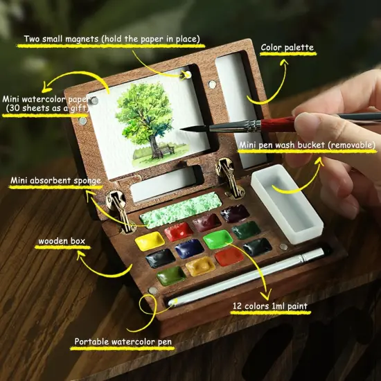 Portable Mini Watercolor Paint Set {2}