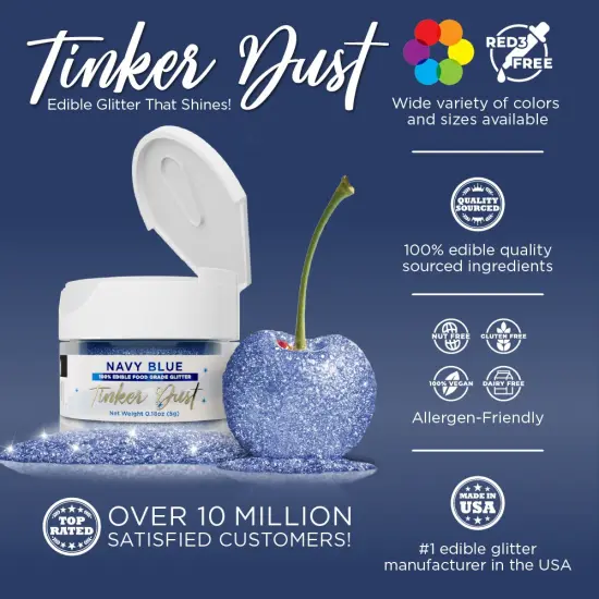 Bakell - Navy Blue Tinker Dust Edible Glitter (5g, 1x Jar) for Food, Desserts, and Beverages! {2}