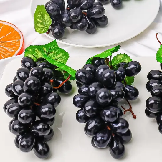 8 Bunches Artificial Grapes - Black {5}