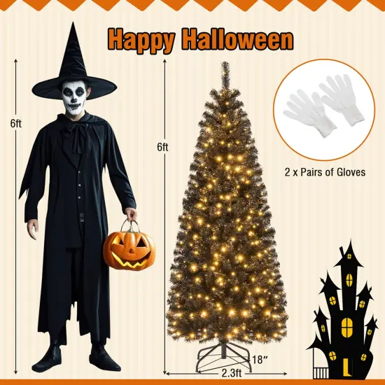 Costway 6 FT Artificial Halloween Tree with 618 Branch Tips 280 Warm White LED Lights {3}