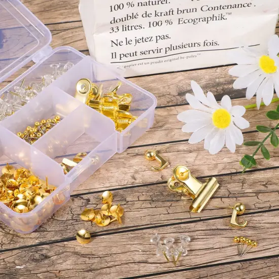 310 Pcs Gold Push Pins Set Thumb Tacks Decorative - Gold {4}