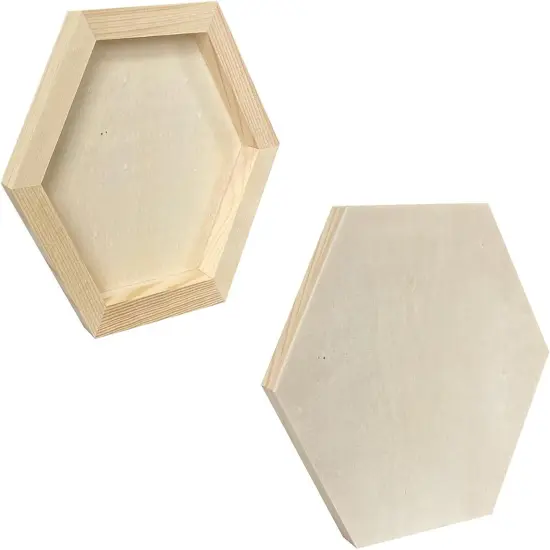 6 Pieces 6'' x 7'' Unfinished Wooden Hexagon Painting Panel Boards {4}