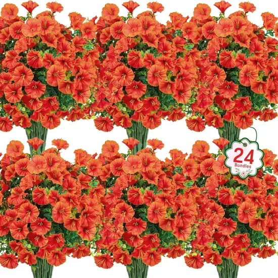 24 Bundles Artificial Fall Flowers for Outdoors Decoration {1}