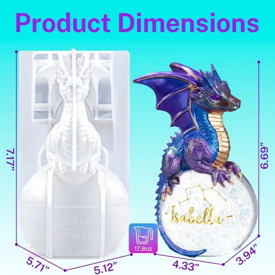 LET'S RESIN Dragon Resin Molds, Dragon Figurines Epoxy Resin Molds with Egg Base, 3D Animal Silicone Molds for Resin Crafts, DIY Home Desk Decor & Gifts {2}