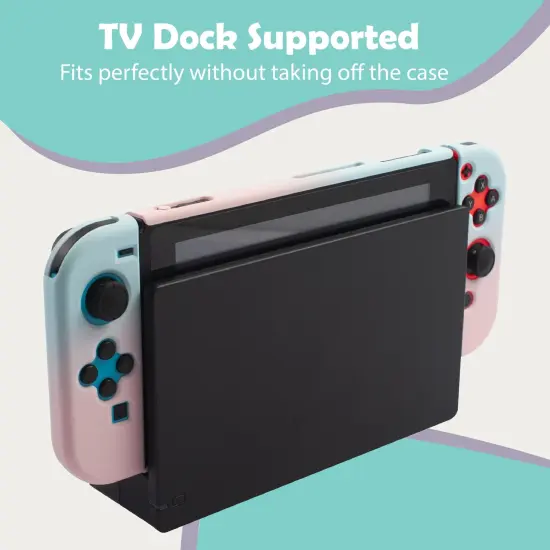 For Nintendo Switch Protective Case, Hard Dockable Shell Cover Skin for Girls, Pink and Blue Multicolor {5}