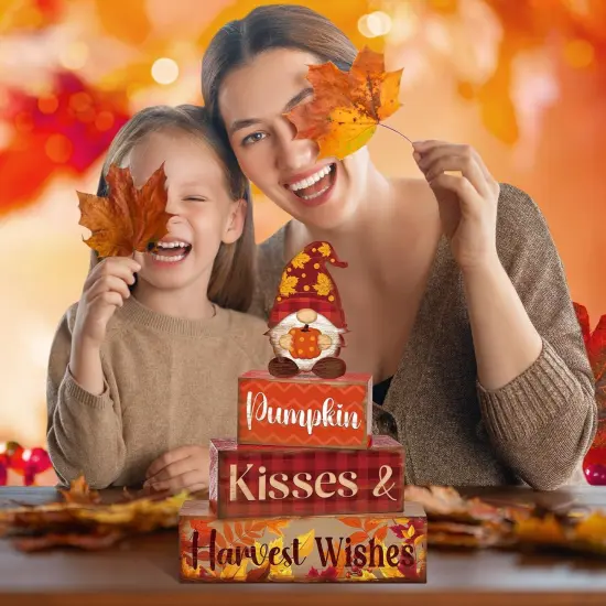 Fall Decor for Home Gnomes Wooden Signs(Orange and Brown) {4}