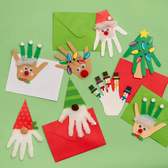 Colorbok Kids Christmas PDQ 4/pkg-Holiday Hand Print Card Kit {6}
