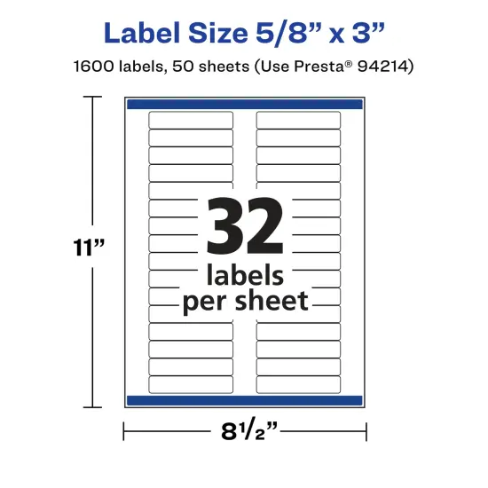 Avery Glossy Clear Rectangle Labels with Sure Feed, 5/8" x 3" {5}