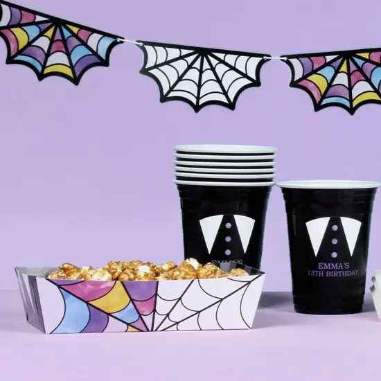 Big Dot of Happiness Goth Girl Party Paper Food Trays, Disposable Food Boats, Double-Sided Food Holders for Nachos, Hot Dogs, French Fries - 12 Ct {3}