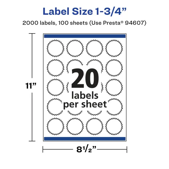 Avery Glossy White Starburst Labels with Sure Feed, 1.75" {5}