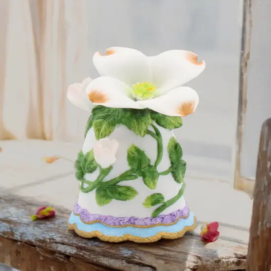 Ceramic Mini Dogwood Flower Bell, Home Decor, Gift for Her, Gift for Mom {1}