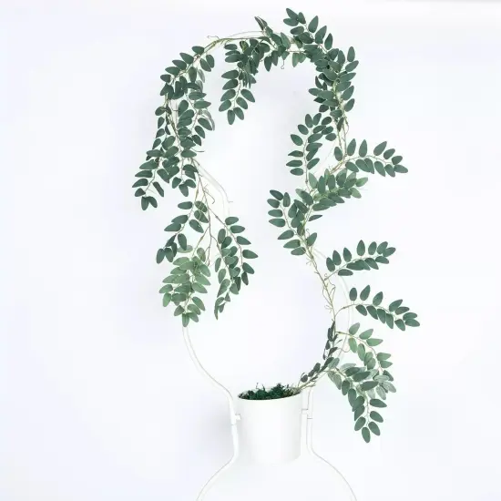 24 ft long Light Green 4 Garlands Honey Locust Artificial Foliage Botanical {1}