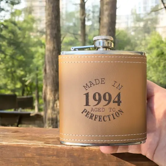6oz Made in 1994 Aged to Perfection Leather Flask {2}