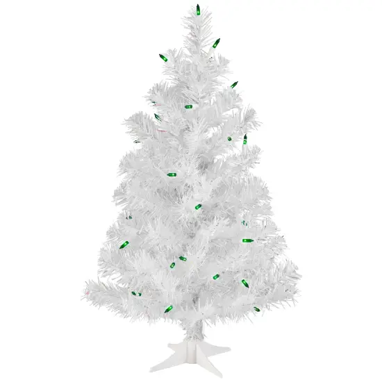 Northlight Pre-Lit Medium White Pine Artificial Christmas Tree -2' - Green Lights {3}