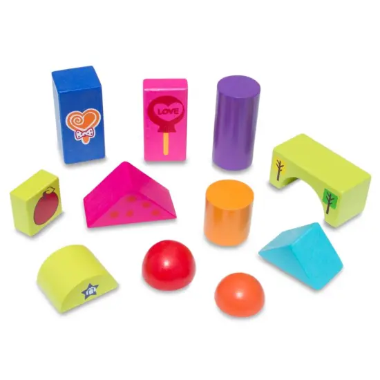 Set of 90 Colorful Wooden Building Blocks Educational Stacking Toy Castle {4}