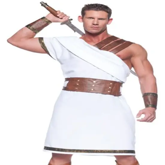 GREEK WARRIOR roman white toga adult mens gladiator halloween costume party {2}