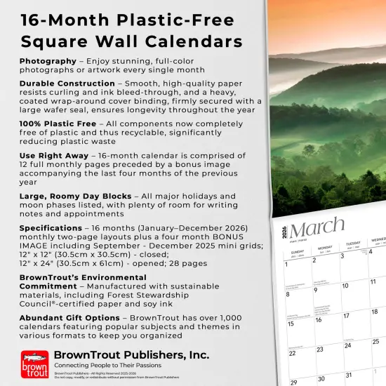 Maryland Wild & Scenic | 2026 12 x 24 Inch (Hanging) Monthly Square Wall Calendar | Plastic-Free {6}