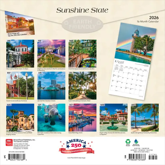 Sunshine State | Florida Places | 2026 12 x 24 Inch (Hanging) Monthly Square Wall Calendar | Plastic-Free {2}