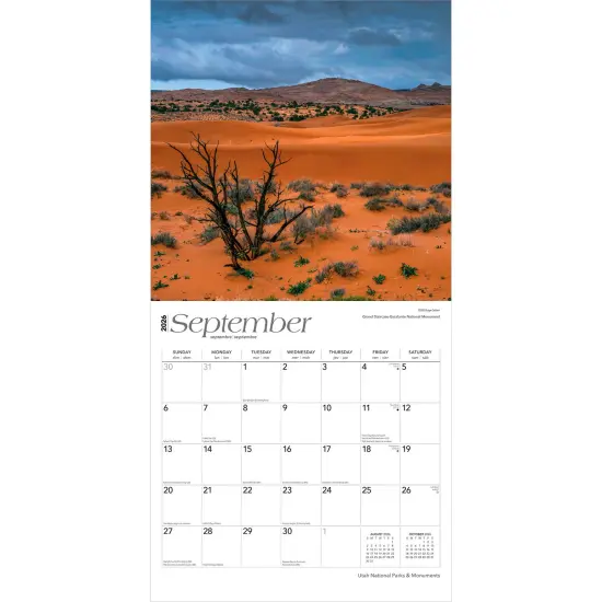 Utah National Parks & Monuments | 2026 12 x 24 Inch (Hanging) Monthly Square Wall Calendar | Plastic-Free {4}